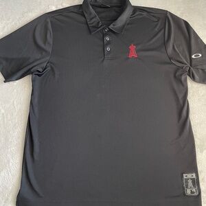 Oakley x MLB Los Angeles Angels Mens Golf Polo Shirt Size XL Black